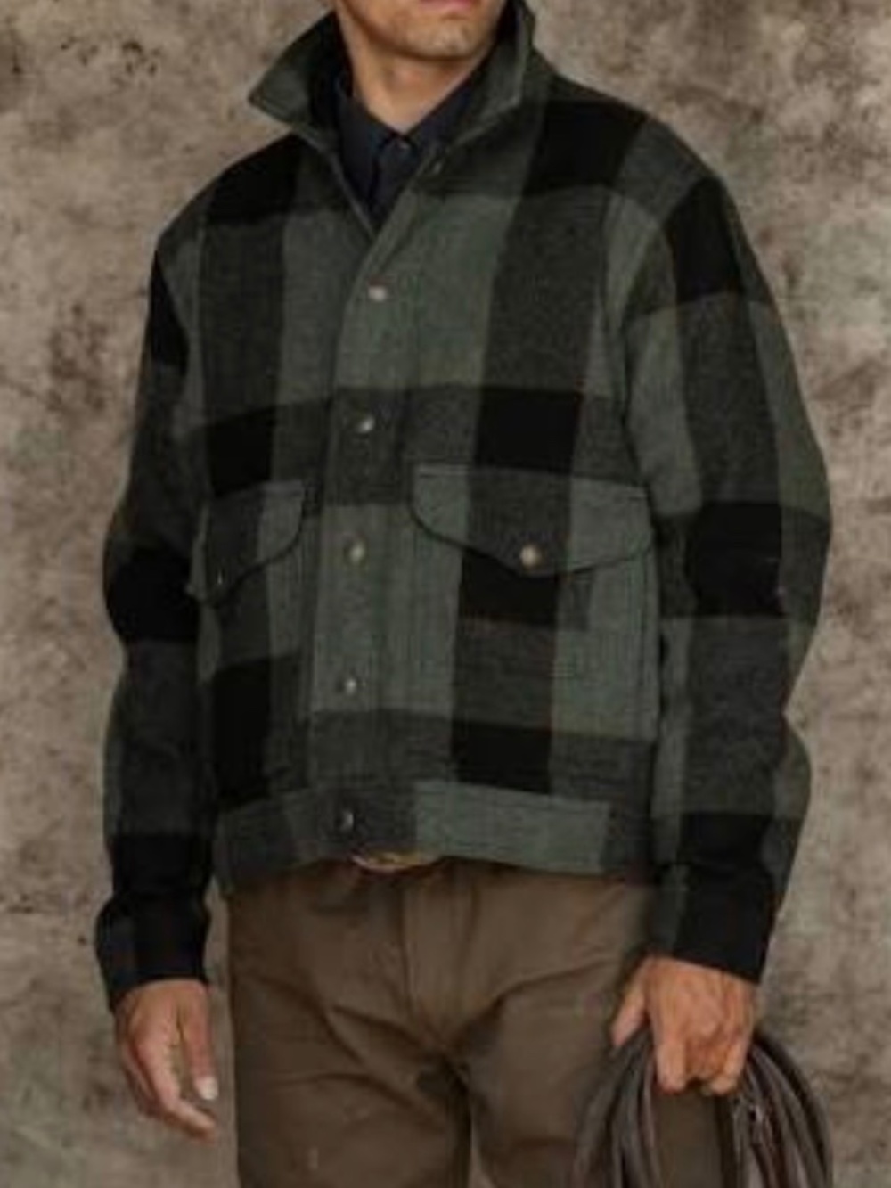 Filson Mackinaw Wool Work Jacket Large NWT Made in USA Gray Stone Black Plaid